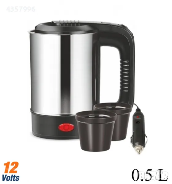 Електрическа термокана чайник с кабел и 2 броя чаши - 12V / 250W / 500ml, снимка 1