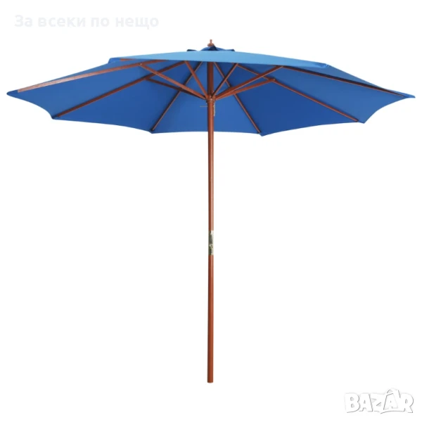 Чадър С Дървен Прът, 300x258 См, Син Код P647, снимка 1