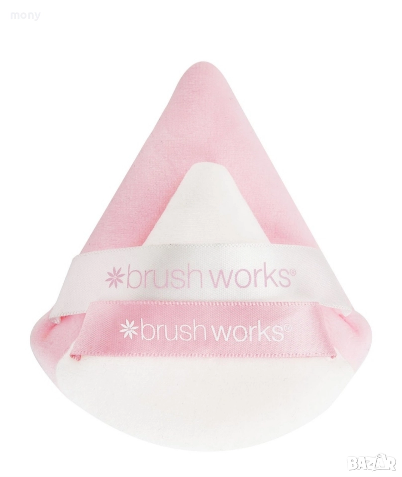 Гъби за грим, пудра Brushworks Limited Edition Triangular Powder Puff Duo Red, снимка 1