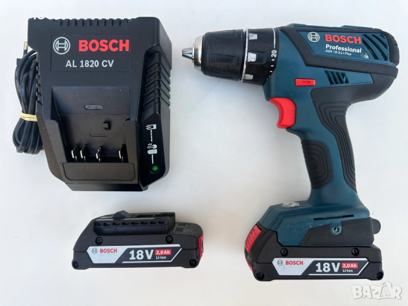Bosch GSR 18V-2-Li Plus - Акумулаторен винтоверт комплект, снимка 1