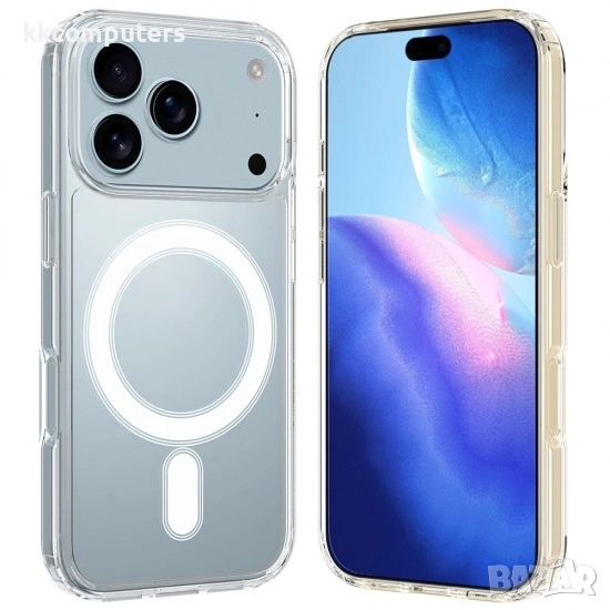 Силиконов кейс bSmart Magsafe 1.5mm, За iPhone 17 Pro Max (6.9), Прозрачен, снимка 1