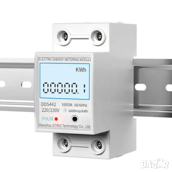Монофазен електромер за DIN шина, 80A, 36мм, снимка 1