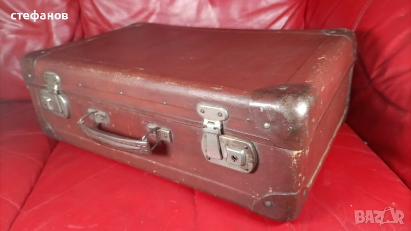 Стар български жакардов куфар, средна големина, 10.08.1959 г, ТПК Г. Дамянов, снимка 1