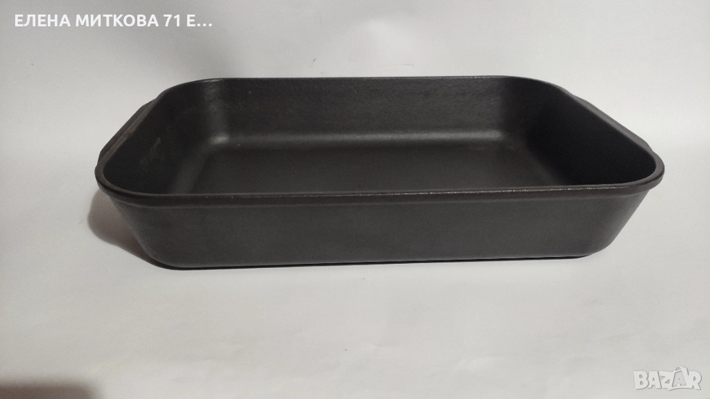 Тежка и голяма чугунена тава с неръждаеми дръжки, снимка 1