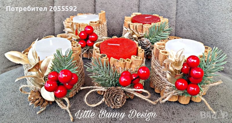 Коледна свещ с канелени пръчици , снимка 1