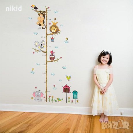 Сафари Зоо Диви Джунгла животни метър за стена и мебел детска стая лепенка стикер самозалепващ, снимка 1