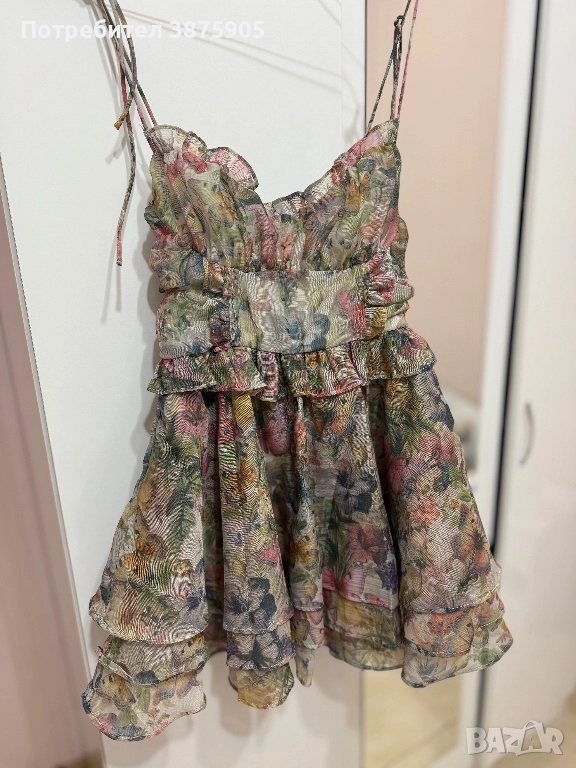 Рокля с флорален и пеперуден принт, снимка 1