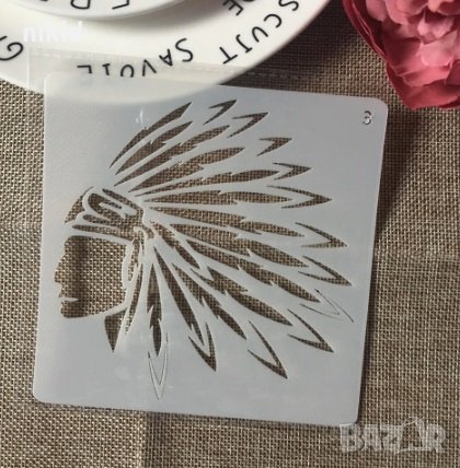 Индианец стенсил шаблон за спрей за торта украса кекс декорация с пудра захар боя, снимка 1