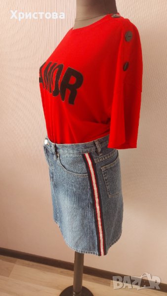 Дънкова пола с кантове - 12,00лв., снимка 1