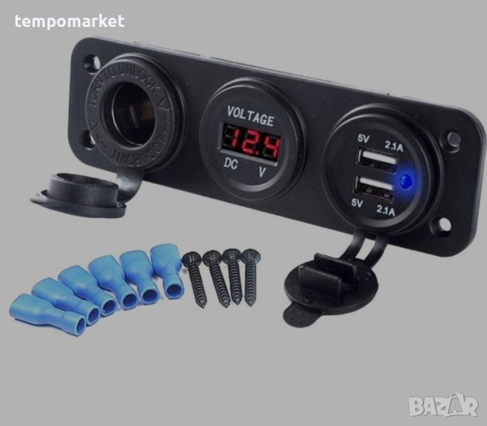 Волтметър с 2 USB порта и гнездо - 1632, снимка 1