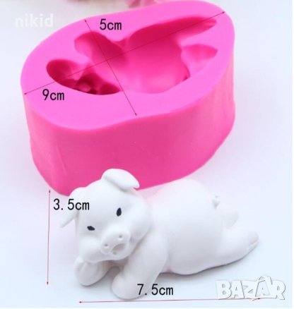 3D излегнало прасе силиконов молд форма калъп фондан гипс шоколад и др, снимка 1