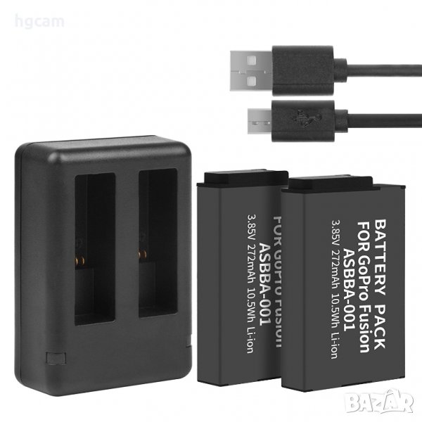 Комплект Зарядно устройство, Двойно + 2бр. Батерии за GoPro Fusion, снимка 1