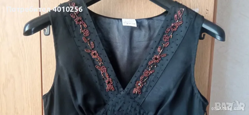 НОВА КОПРИНЕНА ЧЕРНА БАЛНА РОКЛЯ ДО КОЛЕНЕТЕ р. М, снимка 1