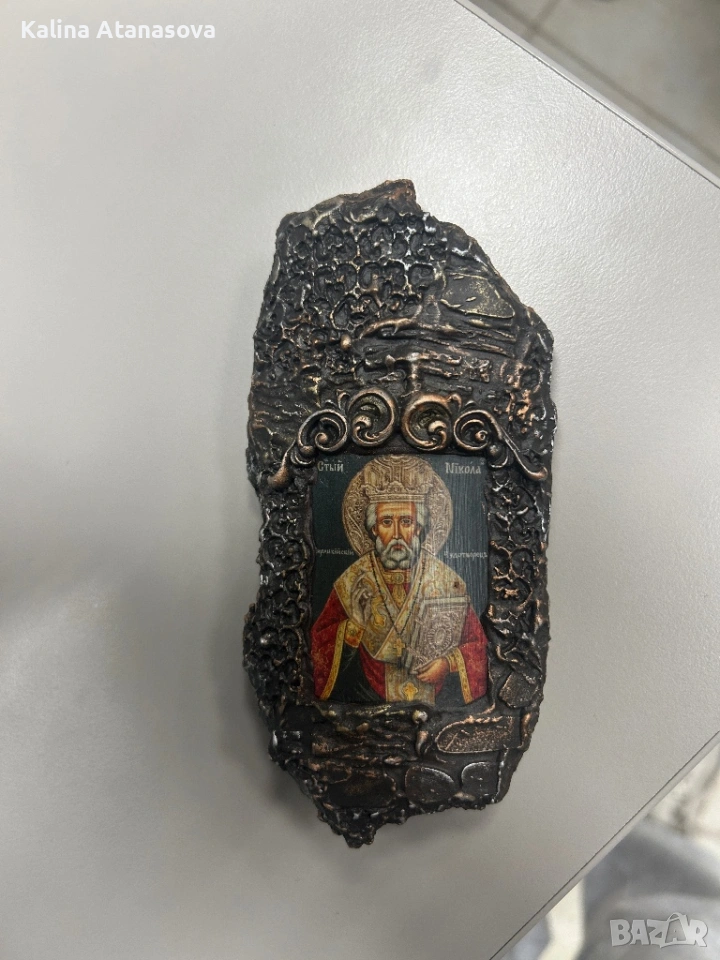 Ръчно изработена икона на Свети Николай Чудотворец, снимка 1