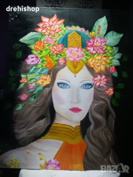 картина жена - рисувана с маслени бои, снимка 1