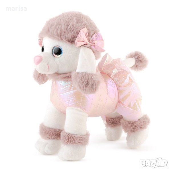 Плюшена играчка Пудел с панделки, розово-сив, 24 см Код: 013207, снимка 1
