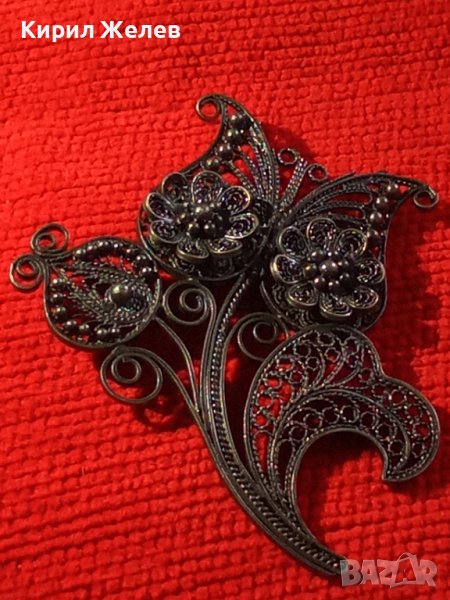 ИЗУМИТЕЛНО КРАСИВА ФИЛИГРАННА СРЕБЪРНА БРОШКА 19 ВЕК ВИСОКА ПРОБА СРЕБРО РЪЧНА РАБОТА БИЖУ 22626, снимка 1