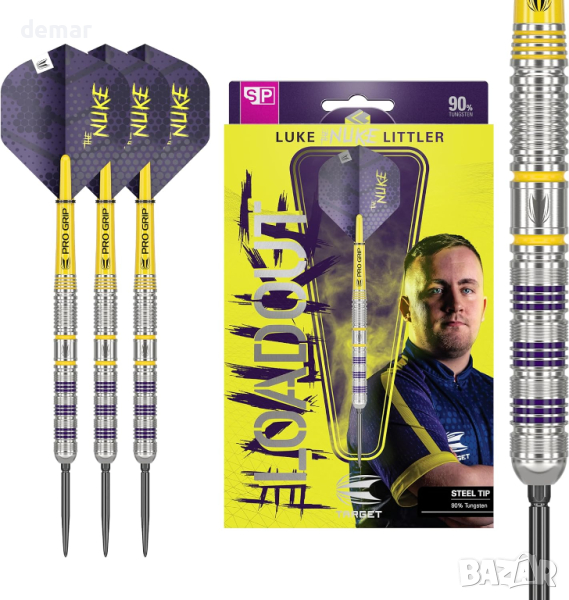 Target Darts Luke Littler Loadout комплект дартс от волфрамова стомана,дартс със стоманен връх, снимка 1