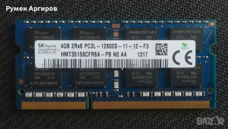 Рам памет за лаптоп 4GB SK Hynix HMT351S6CFR8A-PB PC3-12800 DDR3-1600MHz non-ECC, снимка 1