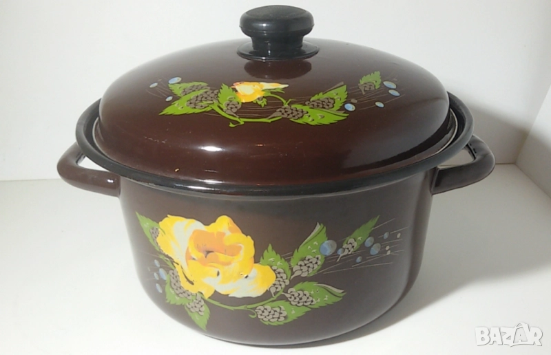 2 ретро емайлирани тенджери с капак, снимка 1