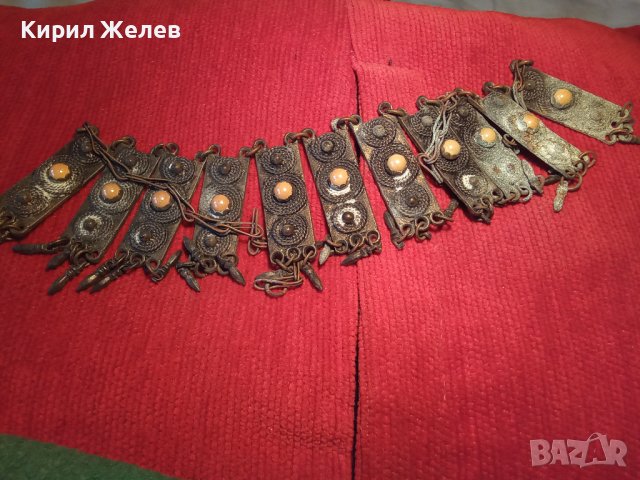 СТАРИННА БРОНЗОВА ОГЪРЛИЦА с КАМЪНИ и ВЕРИЖКА ВЪЗРОЖДЕНСКА ПЛЕТКА ФИЛИГРАН 14207, снимка 4 - Антикварни и старинни предмети - 31720679