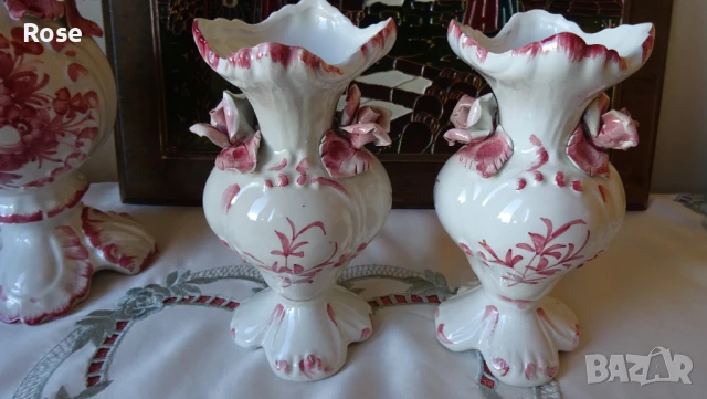 Комплект вази Bassano Italy с рози и цветен декор., снимка 14 - Вази - 50988749