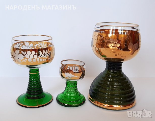 Немски златни чаши за вино и ракия сервиз , снимка 2 - Други ценни предмети - 43517072
