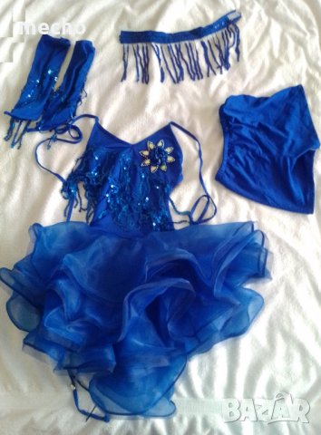 Новa наличнa синя рокля за танци с 3 волана, снимка 1 - Детски рокли и поли - 33414639