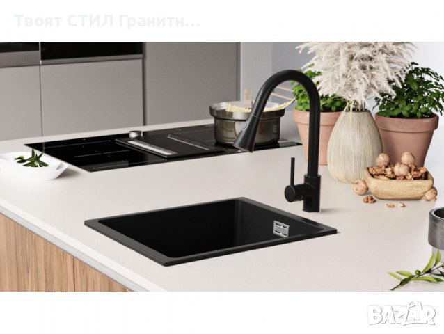 Кухненска Мивка от гранит модел Лондон 40 Slim 360 x 450 mm - черен, снимка 6 - Други - 39667974