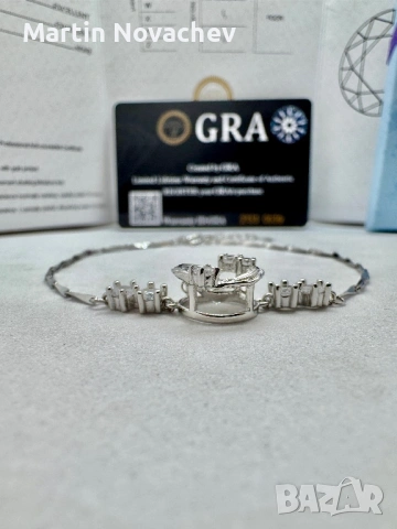 Сребърна гривна с мойсанит (Диамант) 0.5 карата, снимка 5 - Гривни - 53529602