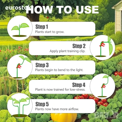 Lst Пакет от 40 скоби за растения, щипки за огъване на растения с нисък стрес, снимка 5 - Градински инструменти - 51344409