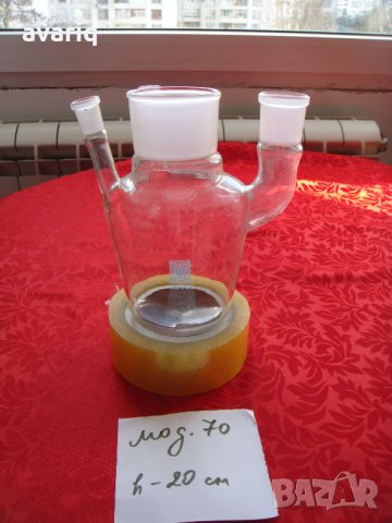  Колба от огнеупорно стъкло с 3 гърла мод.70, Лабораторна стъклария, колби, Огнеупорно стъкло