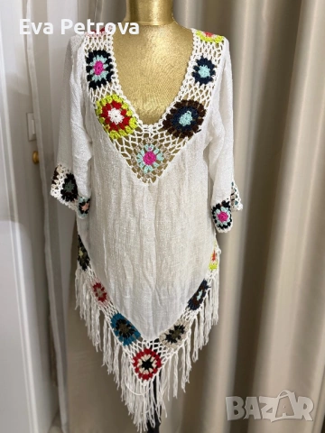 Плажна рокля с плетени мотиви С-М туника, снимка 5 - Рокли - 53483078
