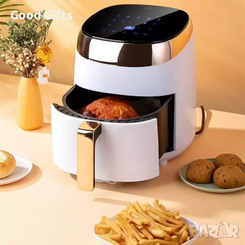 5 литра Елегантен Компактен Air Fryer - Фритюрник с горещ въздух , 1200 W, Тъч скрийн управление