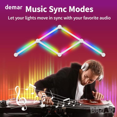 KOBAIBAN LED светлинни панели, смарт стенна лампа, 6 броя, снимка 4 - Лед осветление - 43570417