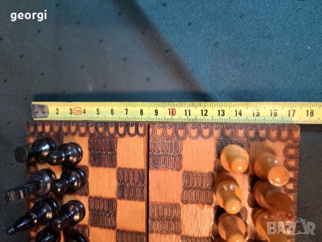 мини дървен шах от соца 30/6, снимка 5 - Шах и табла - 52797715