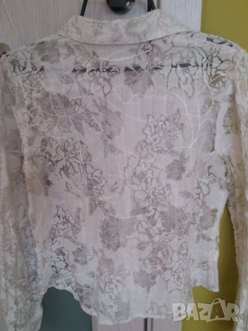 Дамска дантелена бяла риза размер М, снимка 4 - Ризи - 34782365