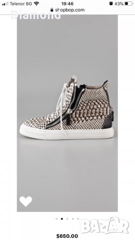 1000 % GIUSEPPE ZANOTTI  Snakeskin Sneakers, снимка 15 - Кецове - 28513171