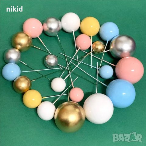  Сини розови бели жълти червени черни топки на тел стиропорени за торта декор стиропор топчета топка, снимка 6 - Други - 30912612