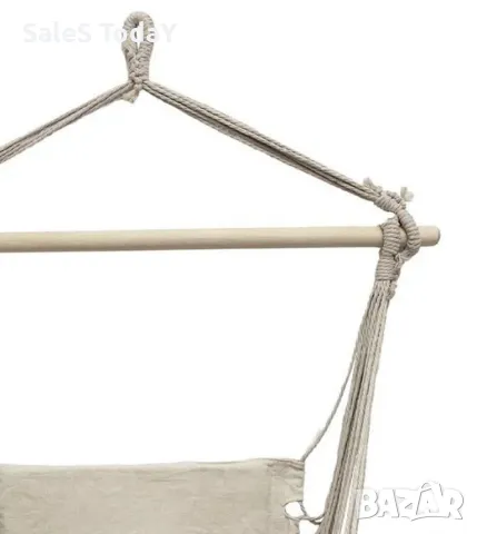 Люлка за градина+ 2бр възглавници, висяща, Бежов хамак, с 2 възглавници, 100x130x110 см , до 110кг, снимка 3 - Градински мебели, декорация  - 49602490