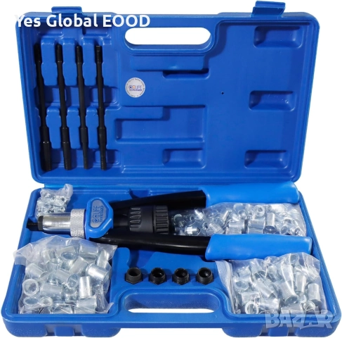 CCLIFE нит гайковерт с 150бр M5–M12 нит гайки комплект за занитване