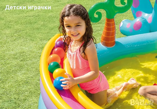 Надуваем център за игра Intex Dinoland, 302 x 229 x 112 см, PVC, с пързалка, динозавърски дизайн, снимка 5 - Надуваеми играчки - 49925857