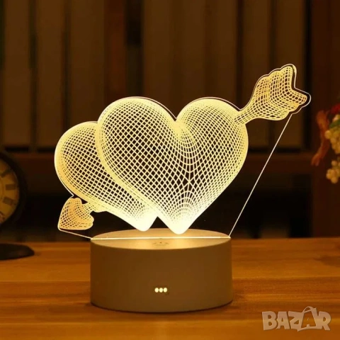 3D LED лампа коледа,love,happy birthday, мече,рози,сърца,коледа, снимка 6 - Настолни лампи - 37442632
