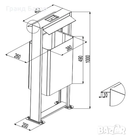 Парков метален кош с пепелник,градински кош, снимка 2 - Други - 49309707