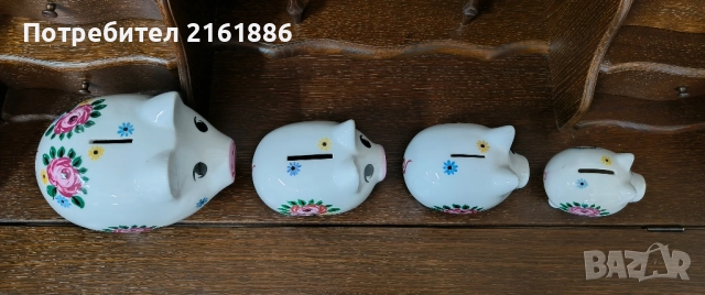 Комплект от четири порцеланови прасенца касички, снимка 2 - Декорация за дома - 52107064