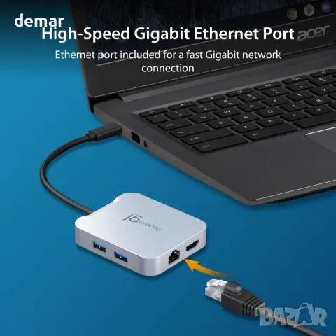 j5create USB C хъб за MacBook, ChromeBook, XPS, Surface Pro (JCD391), снимка 7 - Друга електроника - 48210399