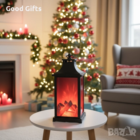LED декоративен фенер с ефект на жив пламък – безопасна имитация на огън за дом и градина