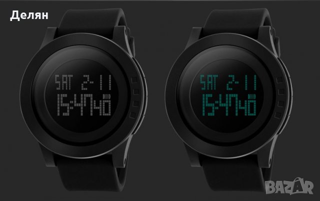 Мъжки електронен часовник, черен, масивен, DUAL TIME, снимка 5 - Мъжки - 28342082