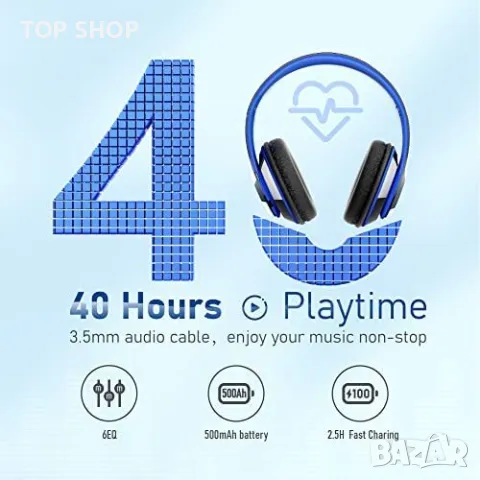 Нови сгъваеми безжични слушалки с микрофон меки наушници 40 часа работа, снимка 2 - Bluetooth слушалки - 49444647