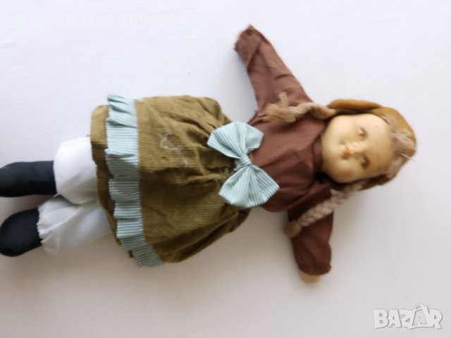Стара колекционерска кукла тялото е парцалено главата е от  порцеланова, снимка 3 - Антикварни и старинни предмети - 43883426